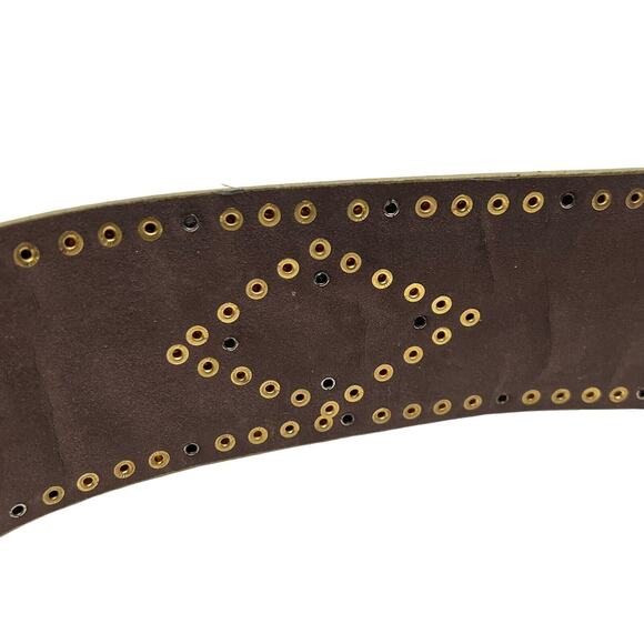 Vtg 80's Wide New Wave Avant Garde Artsy Runway Glam Studded Belt SZ S/M - Picture 9 of 11